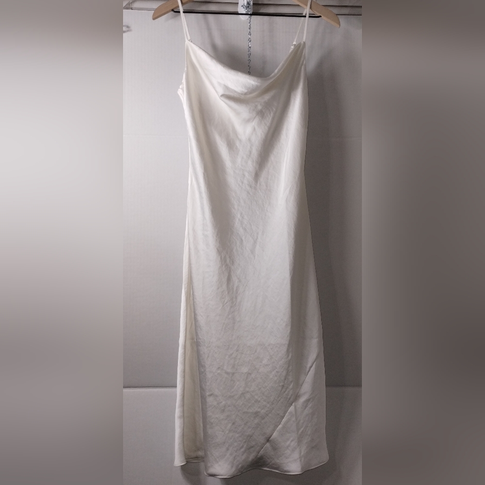 Satin cowl-neck dress by Aritzia
